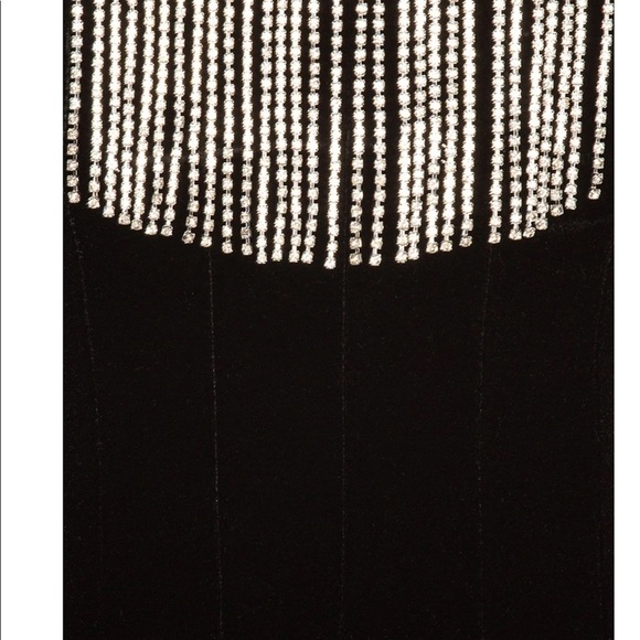 SOLD LPA Audra Dress Velvet Diamond Fringe womens XL black silver gemstone - Picture 12 of 16
